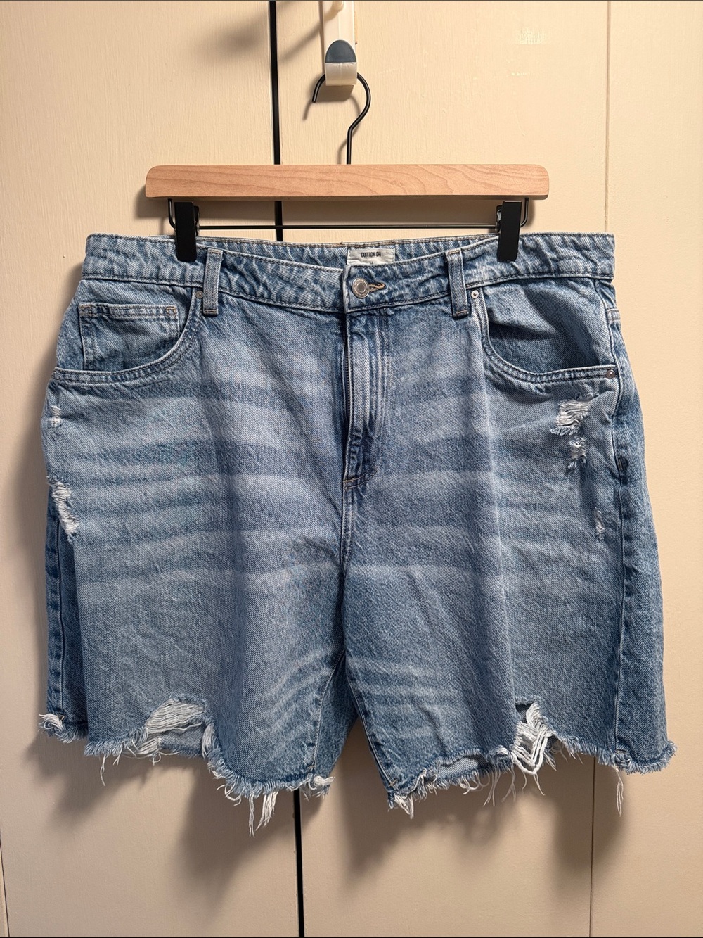 Cotton On Light Blue Distressed Denim Jean Shorts